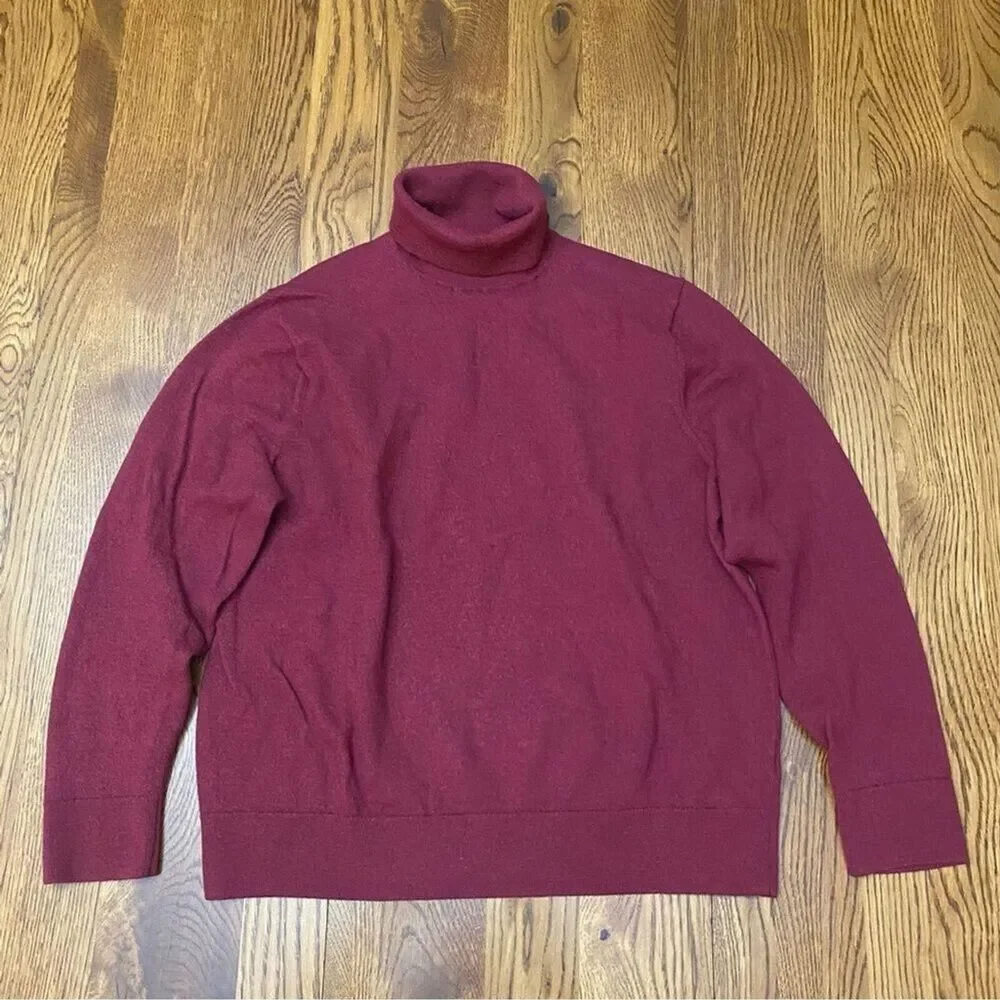 BANANA REPUBLIC Baruffa Mens S/M Red Moda Merino Wool Soft Turtleneck Sweater*